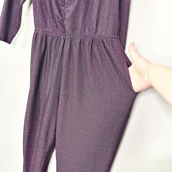 Lane Bryant Purple Metallic Sweetheart Neckline Jumpsuit women’s plus Size 16 - Picture 5 of 12